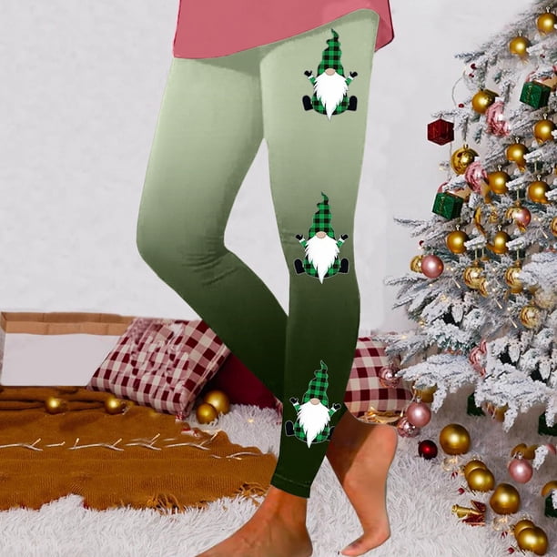 WILLBEST Leggings de Yoga de Cintura Alta para Mujer, Suaves, Elásticos, con Estampado Navideño Y Bloques de Color, Cómodos Y para Fitness. Chica