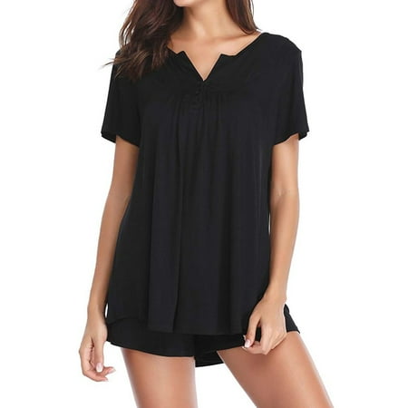 

Huaai Womens Button Short Sleeve Sleepwear Set Pajama Sets Bamboo Tank And Shorts Set Loungewear For Women 2023 Black S