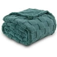 thumbnail image 3 of Super Soft King Blanket Light Teal Premium Silky Flannel Fleece 3D Checkered Lightweight Bed Blanket All Season Use (Light Teal Checkered, King(90"x110")), 3 of 5