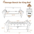 thumbnail image 6 of BaseBeauty 67" Storage Bench for Bedroom, Upholstered Storage Bench with Arms, Tufted Velvet Bench for Bedroom with Wood Legs, Dark Gray, 6 of 6