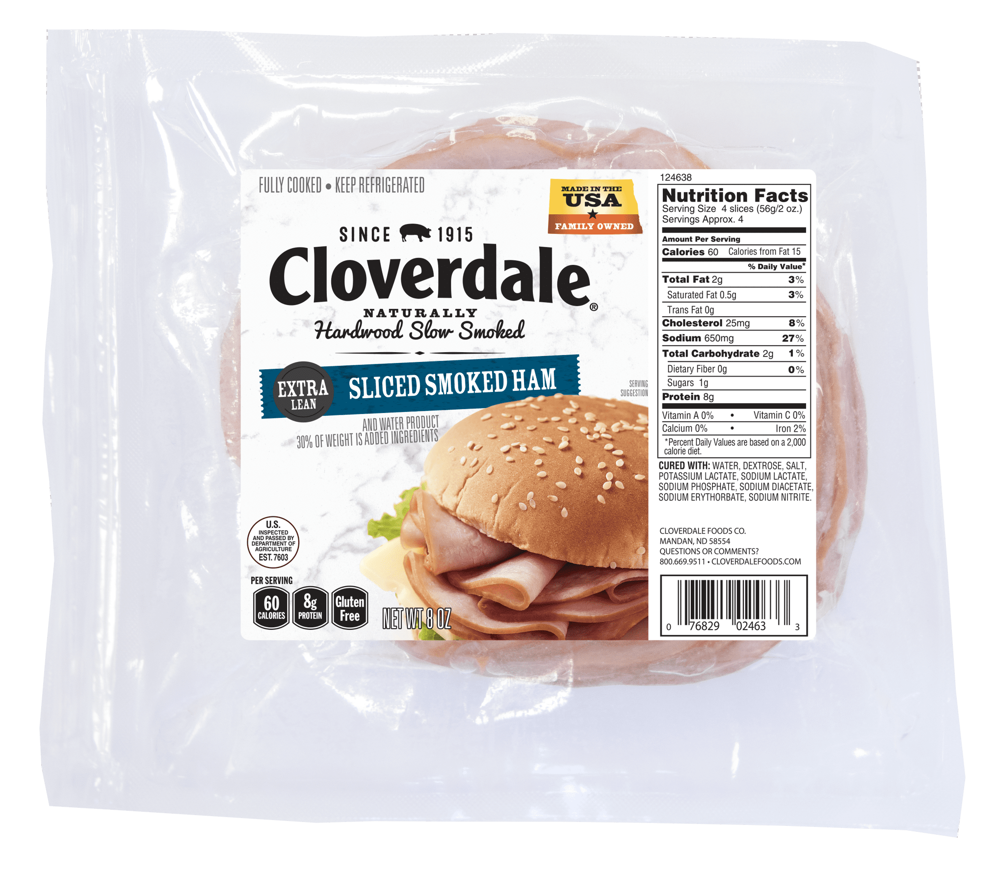 Cloverdale Meats Extra Lean Deli Sliced Smoked Ham, 8 Oz.