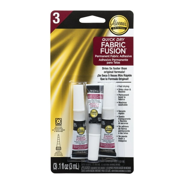 Aleene's® Quick Dry Fabric Fusion 0.1 fl oz 3 Pack, Dries 5X Faster, Permanent Fabric Adhesive