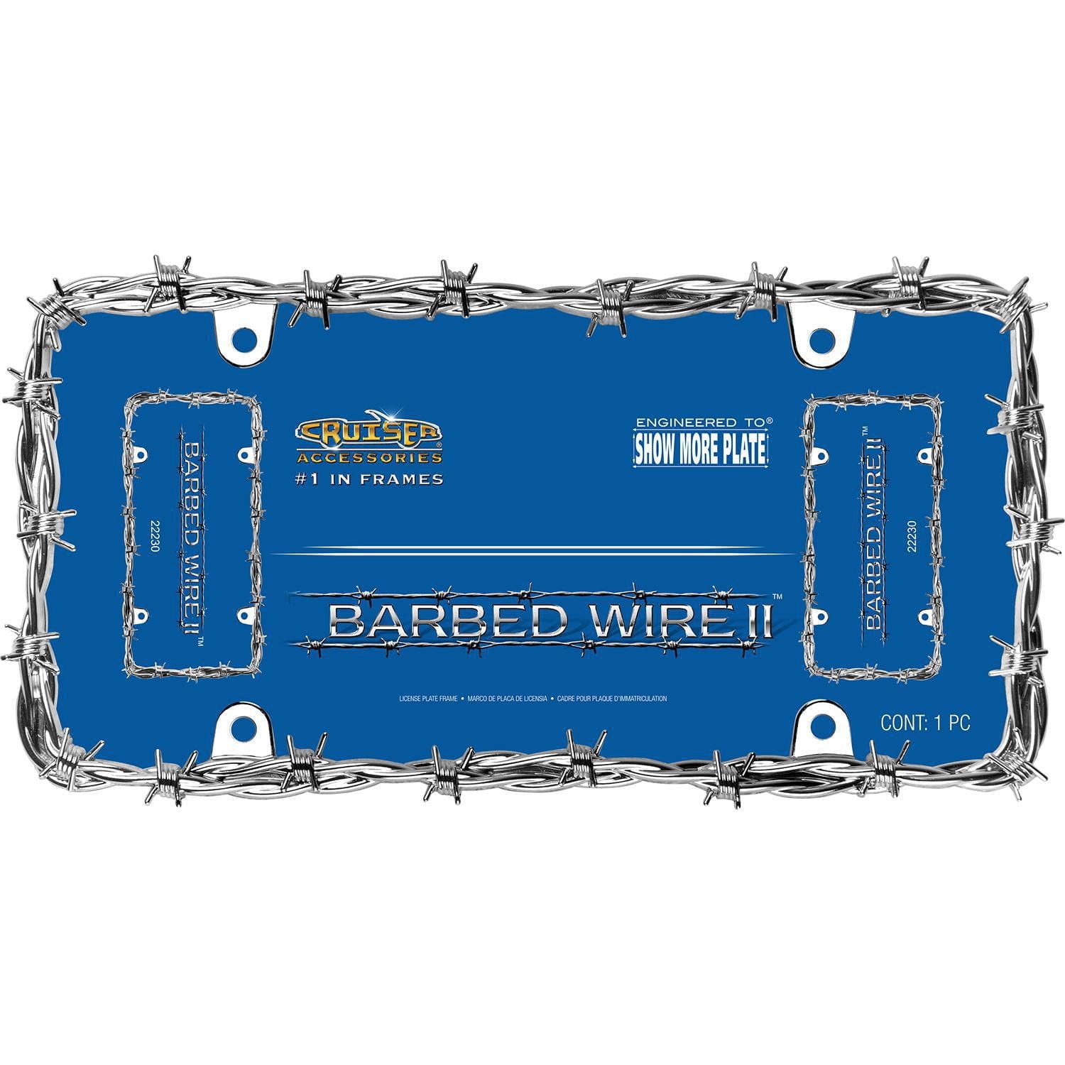 Cruiser Accessories Barbed Wire II, License Plate Frame, Fits 15x30cm License Plate
