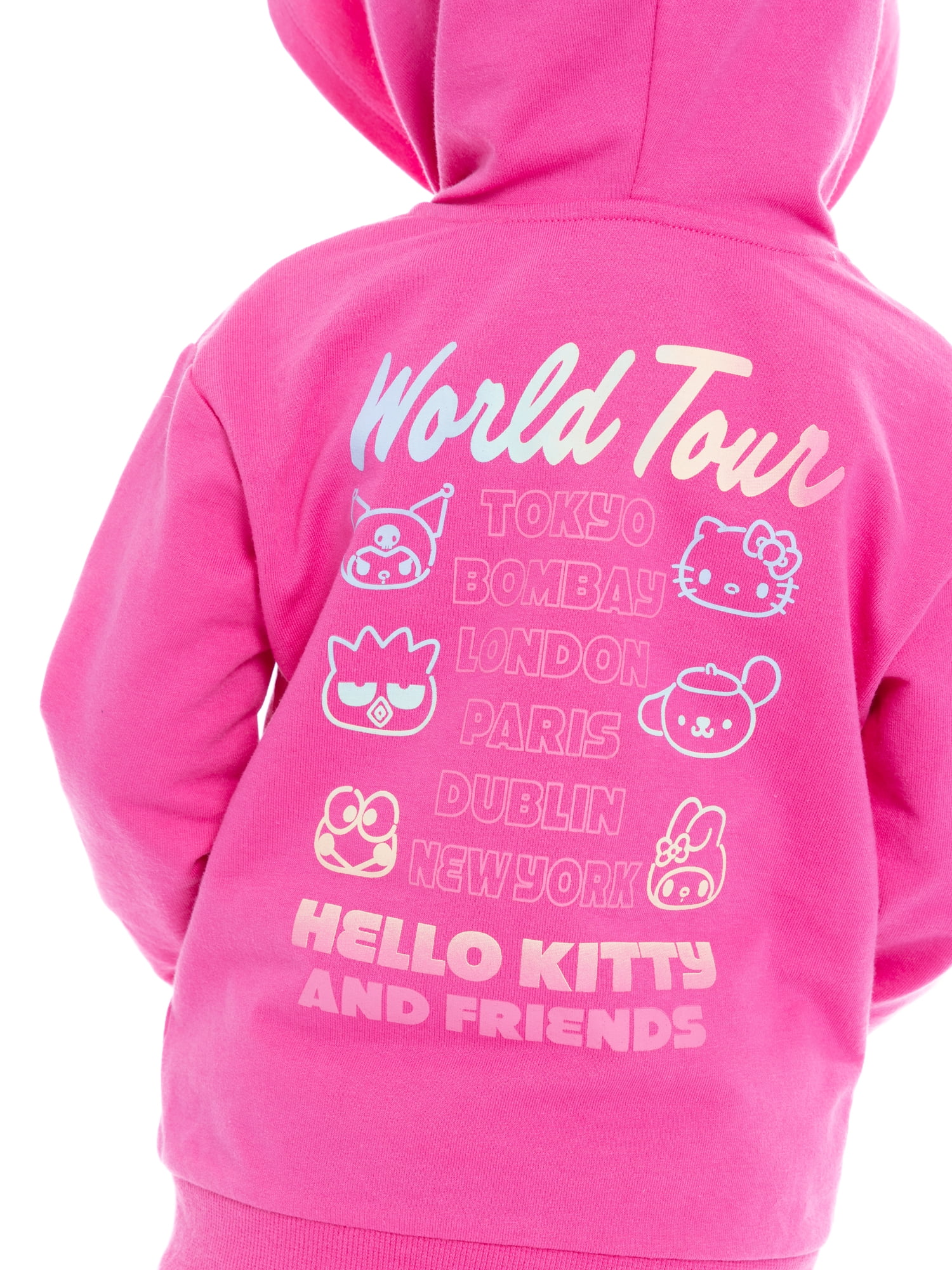 Hello Kitty Toddler Girls' Full-Zip Hoodie with Front & Back Graphics, Sizes 12M-5T