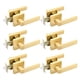 thumbnail image 1 of Ehomeware Paquete De 6 Pomos De Puerta Dorados, Tiradores De Puerta Interiores De Latón Con Acabado De Latón Satinado, Función De Privacidad Para Dormitorio, Baño, Manijas De Puerta Doradas Resistente, 1 of 5