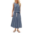 thumbnail image 1 of conjunto de falda de algodón de 2 piezas sin mangas drapeada sin mangas para mujer, 1 of 3