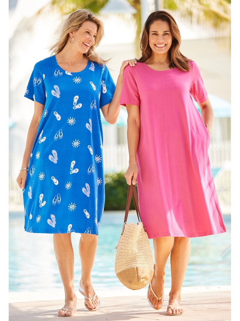 woman within plus size dresses Perfect Short-Sleeve Crewneck Tee Dress the look offers breathable coverage and effortless layering for a refined finish Woman Within Plus Size 2-Piece