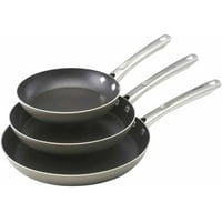 Farberware Aluminum Nonstick 3-Piece Triple Pack Skillet Set, Silver