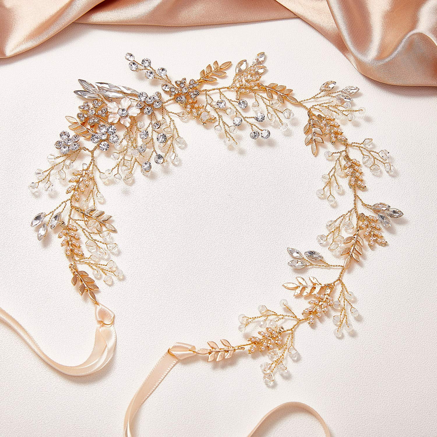 Accessoire Cheveux De Mariée : Bandeau Or Et Strass Avec Perles - Neuf Avec étiquettes