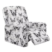 Jiueut Butterfly Print Recliner Cover, Stain Resistant Furniture Protector Dustproof Recliner Slipcover with Elastic Bottom for Pet Hair Protection