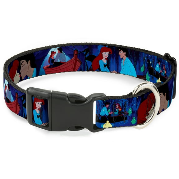 Disney Pet Collar, Dog Collar Plastic Buckle, The Little Mermaid Ariel Eric Boat Scenes, 20 to 31 Inches 1.5 Inch Wide