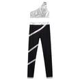 thumbnail image 3 of Yartina Kids Girls Traacksuit Sport Suit Metallic One Shoulder Crop Vest with Stripes Leggings Silver 14, 3 of 5