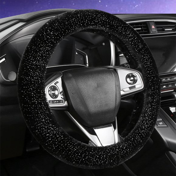 TopLLC Star Car Steering Wheel Cover Sable Winter Warm Thickened Non-slip Interior Handlebar Cover Steering wheel cover
