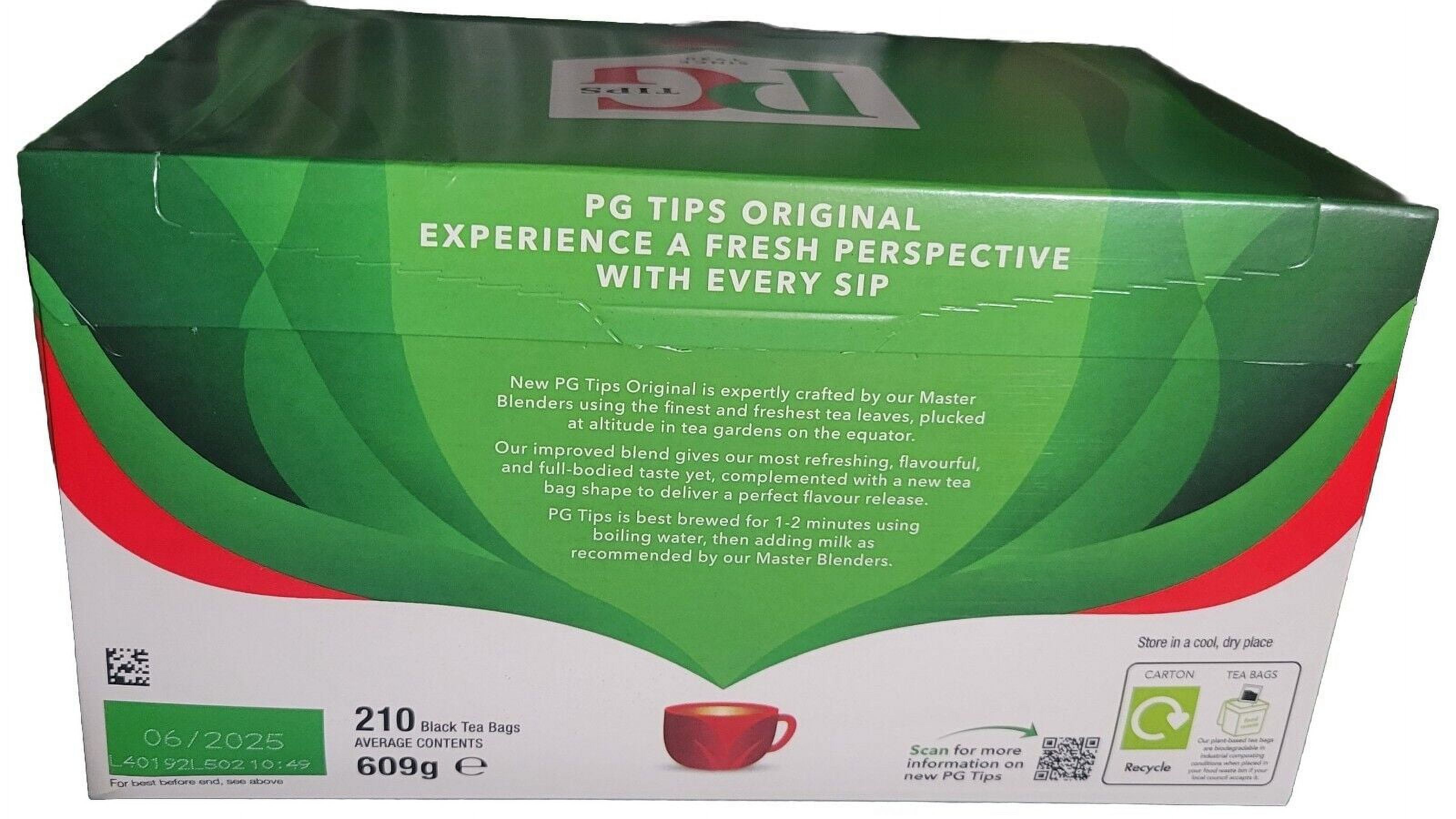 PG Tips Original Black Tea 210 Tea Bags 609g, Imported from Britain