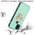 thumbnail image 6 of For Apple iPhone 14 (6.1") 3D Diamond Bling Sparkly Glitter Ornaments Engraving Hybrid Armor Metal Fashion Cover ,Xpm Phone Case [ Teal Garden Butterflies ], 6 of 7