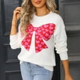 thumbnail image 6 of Cute Heart Sweaters for Women Long Sleeve Valentines Day Sweater Crew Neck Casual Ribbed Knit Pullover Top White, L, 6 of 7