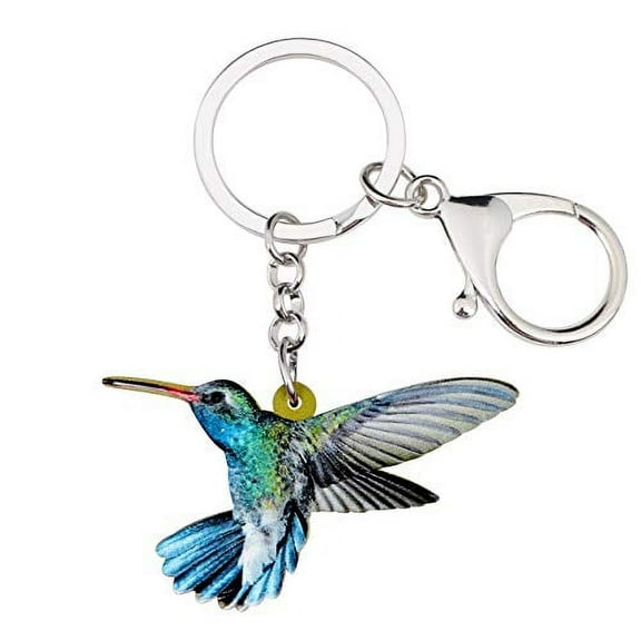 BONSNY Arylic Metal Hummingbird Keychains For Women Girls Gifts Car Purse Birds Pendant Charms