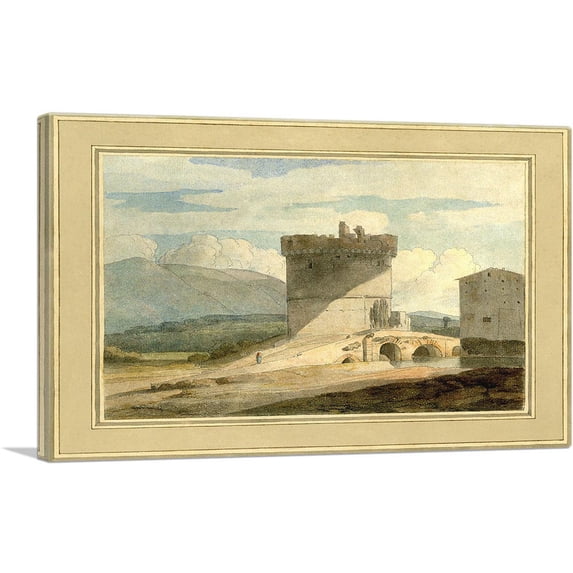 ARTCANVAS The Tomb Of The Plautii 1781 Canvas Art Print by Francis Towne - Size: 12" x 8" (0.75" Deep)