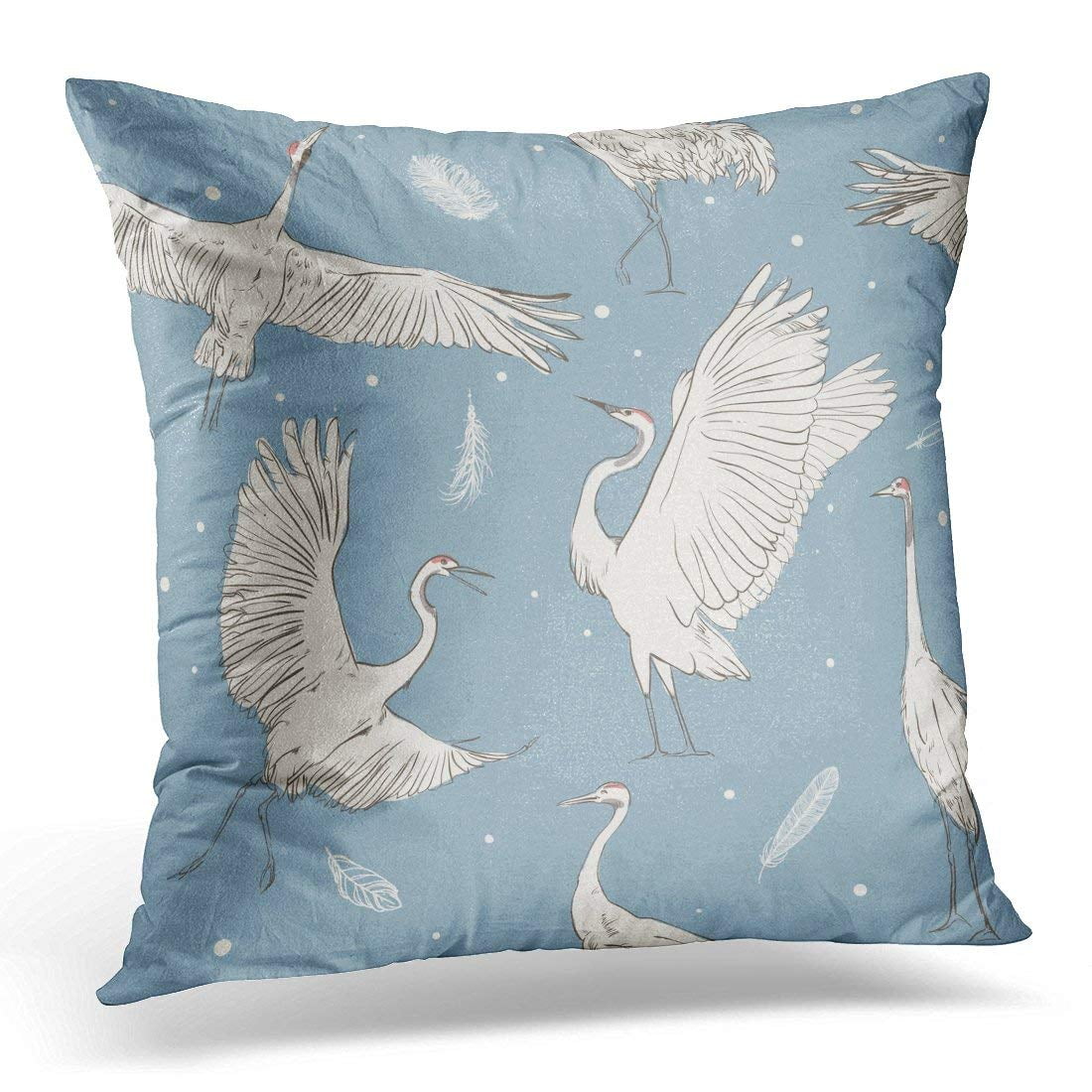 EREHome Bird with White Cranes Swan Throw Pillow Case Pillow Cover Sofa