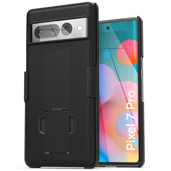 Encased DuraClip Designed for Google Pixel 7 Pro Case with Belt Clip and Kickstand Holster (Matte Black)