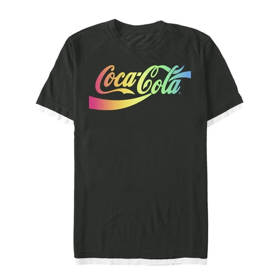 Men's Coca Cola Rainbow Logo Fade  Graphic Tee Black Medium