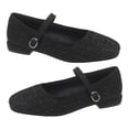 thumbnail image 1 of Zapatos de trabajo negros informales para mujer, zapatos planos con hebilla de orejas de conejo, talla 37, 1 of 8