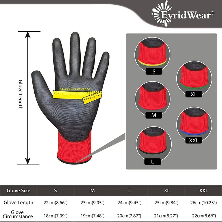 EvridWear 12 Pairs PU Coated Work Gloves Ultra-Thin Anti-Slip