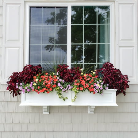 Mayne Fairfield 48" x 11" x 10.8" Rectangle White Self-Watering Plastic Window Box Planter, 1 Pack