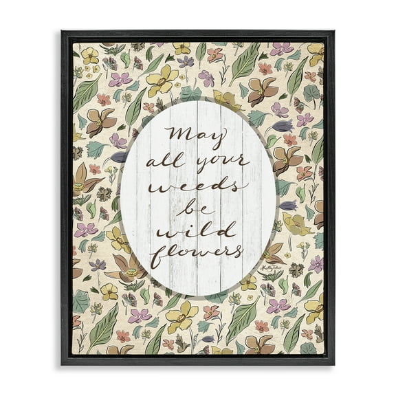 Stupell Industries Sentimental Wildflowers Phrase Plants & Flowers Painting Black Floater Framed Canvas Art Print Wall Art, 17 x 21
