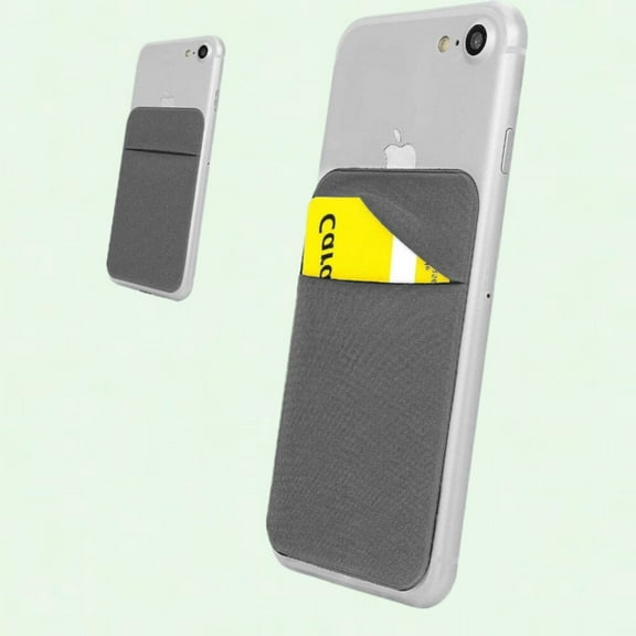 RFID Blocking Stick On Wallet - Grey, Self Adhesive Phone Credit Card Holder for Smartphone & Cases
