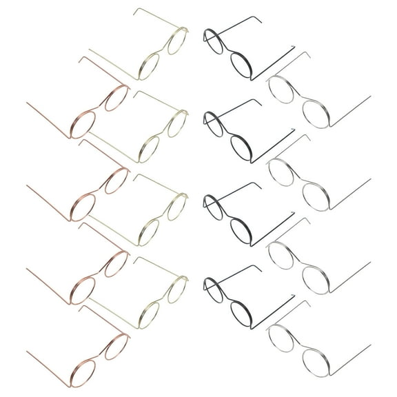 MLINS 20pcs Mini Glasses For Dolls Lightweight Metal Frame Eyewear Miniature Dollhouse Accessories Stylish Doll Glasses For Diy Projects