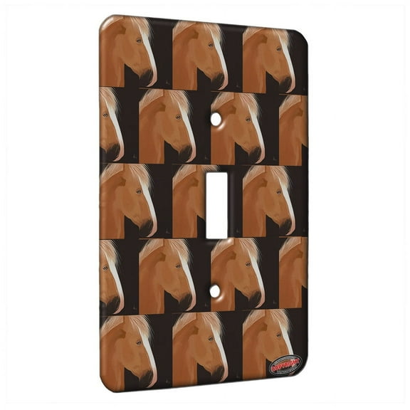 KuzmarK™ Single Gang Toggle Switch Wall Plate - Belgian Draft Horse on Black Horse Modern Art by Denise Every