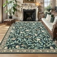 thumbnail image 6 of 5x7 Area Rug for Living Room Washable Botanical Print Bedroom Carpet Low Pile Ultra Thin Throw Cute Kids Nursery Rug Stain Resistant Indoor Rugs for Dining Room Entryway Office, Dark blue, 6 of 9