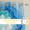 thumbnail image 6 of Teal Blue Ombre Marble Kitchen Curtains Window Panels, Abstract Art Marble Fluid Insulated Window Treatment Curtain, Grommet Curtains for Bedroom/Living Room/Bathroom, 2 Piece 27.5"Wx39"L, 6 of 8