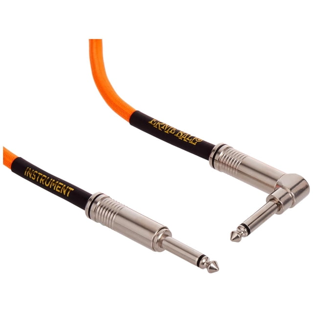 Cable para Instrumentos Ernie Ball Naranja Neón Trenzado Recto/Acodado 3 m