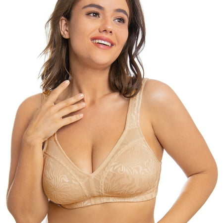 

Wingslove Women s Full Coverage Plus Size Non Padded Wireless Minimizer Bra Dark Nude 48DDD