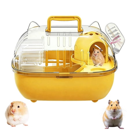 Portable Hamster Cage 11 Cat Ear Shape Small Animal Habitat with Exercise Wheel, Water Bottle, Hideout House & Platform, Carrier for Hamsters, Gerbils, Mice