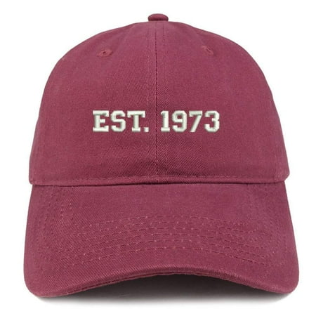 1973 Baseball - Trendy Apparel Shop EST 1973 Embroidered - 45th Birthday Gift Soft Cotton Baseball Cap