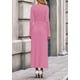 thumbnail image 5 of Vestido PRETTYGARDEN XXL Rosa Maxi de Punto con Cuello en V y Canalé, 5 of 8