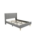 thumbnail image 3 of Zanmintaobo Upholstered Platform Bed Frame with Tufted Wingback, Full Size, Gray, 3 of 8