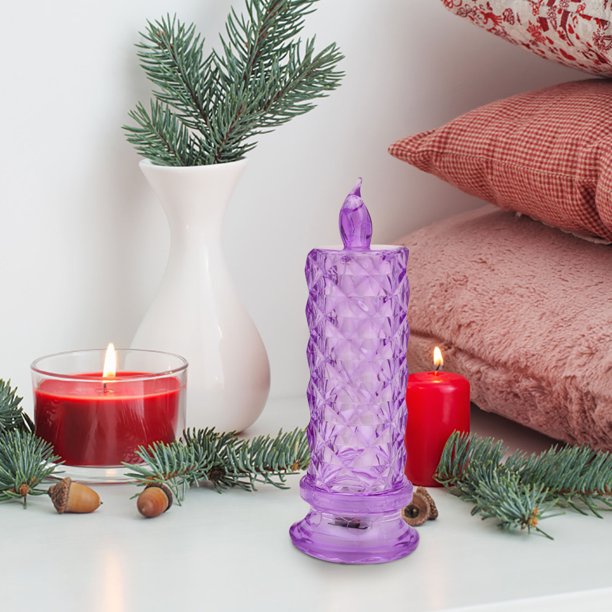 Fiudx Ofertas relámpago Vela sin llama con forma de rosa, proyección de refracción, LED, electrónica, luz nocturna atmosférica, decoración de mesa, lámpara de cristal de imitación, propuesta de matri