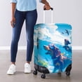 thumbnail image 4 of HELLHERO Reserved Handle Travel Luggage Sleeve for Vacation Short Trip, Polyester Ammonia Easy Clean Baggage Protective Sleeve, Swimming Dog Scene, 4 of 7