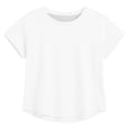 thumbnail image 5 of FINALGANG Girls Kids Short Sleeve Crew Neck Crop TShirt Solid Color Stretchy Casual Cropped Tee For Kids Daily Wear Sports Stylish Top, 5 of 5
