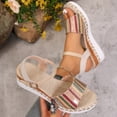thumbnail image 5 of Women's Espadrille Wedge Sandals Ankle Strap Platform Open Toe Boho Braided Band Wedges Heels Beach Vacation Dress Shoes Khaki Size 6.5, 5 of 7