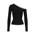 thumbnail image 5 of Sevevn Women's Fashion Casual Round Neck Solid Color Off The Shoulder Top Long Sleeve Shirts Gray XL Rollbacks, 5 of 5