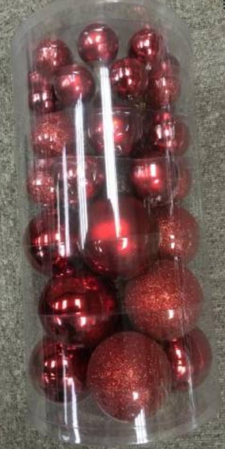 40Piece Red Glass Ball Christmas Ornament Set 1"