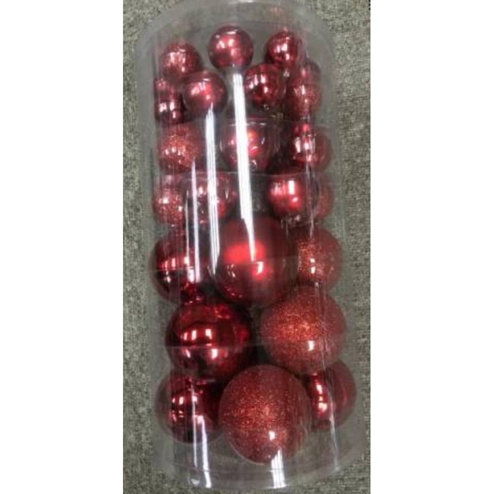 40Piece Red Glass Ball Christmas Ornament Set 1"