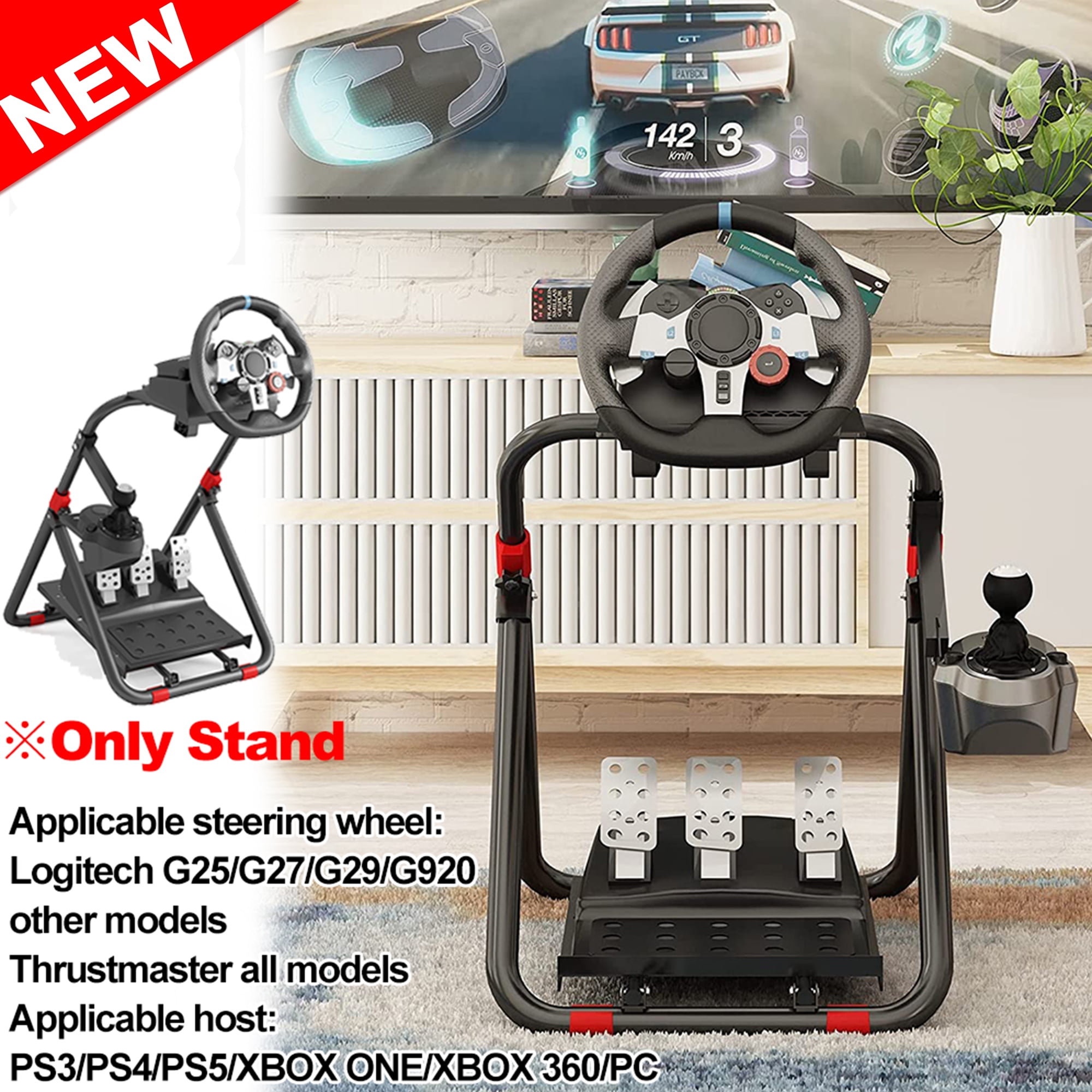 dat is alles boot coupon Racing Steering Wheel Stand Collapsible Tilt-Adjustable Racing Stand for  Logitech G25 G27 G29 G920 / Thrustmaster T248X T248 T300 T150 458 TX Xbox 1  PS4 PS5 PC - Walmart.com