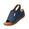 thumbnail image 2 of KEVCHE Strappy Wedge Sandals for Women, Dressy Summer Ankle Strap Open Toe Arch Support Sandals, Casual Comfortable Vacation Shoes, Plus Size Buttoned Peep Toe Sandals, 2 of 6