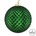 thumbnail image 3 of Vickerman 6" Emerald Durian Glitter Ball Ornament, 4 per Bag, 3 of 3